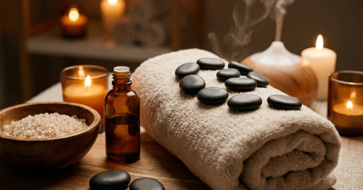 Горячие камни и полотенца в SPA-зоне